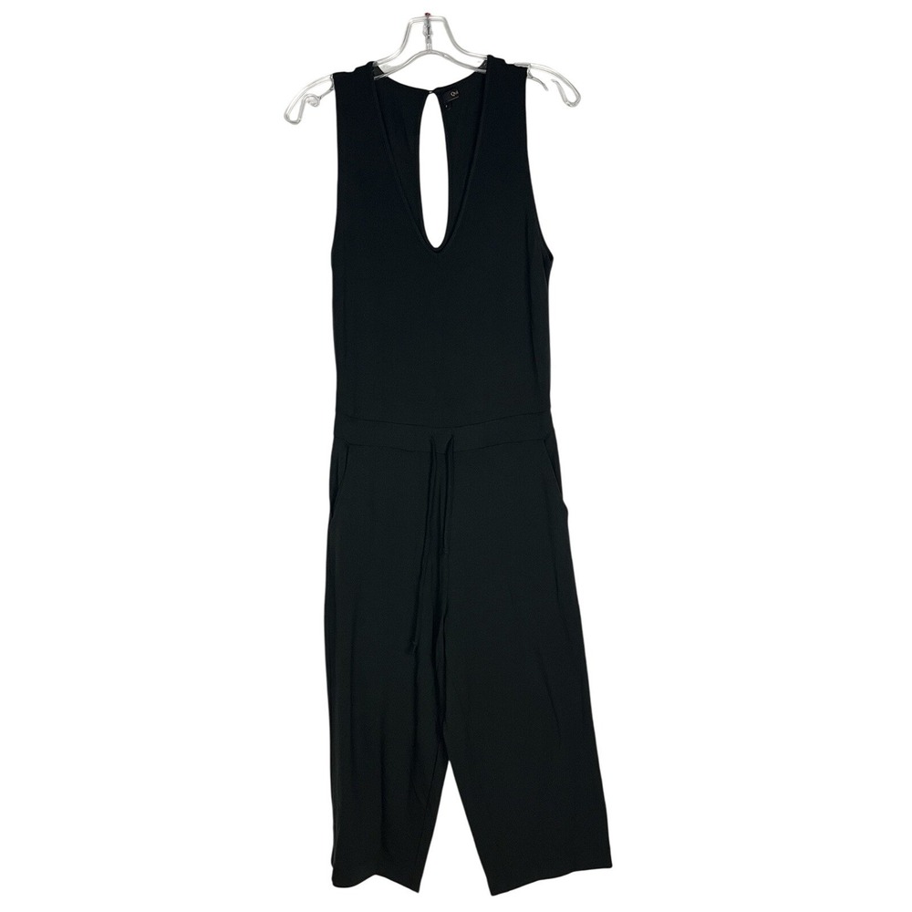 Quince Black Cropped Wide Leg Jumpsuit Minimalist Travel Lounge Pockets‎ S